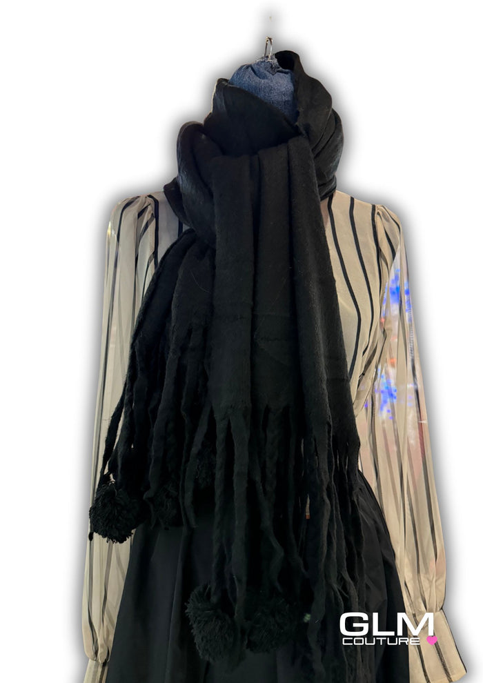 Sciarpa PonPon Nera