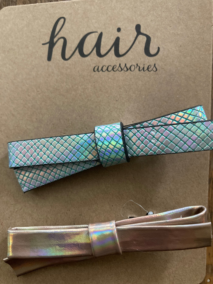 Scunci Blue & Pink "Bow" Barrettes
