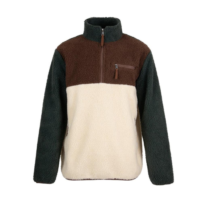 Sherpa Men Half Zip Green Brown Beige