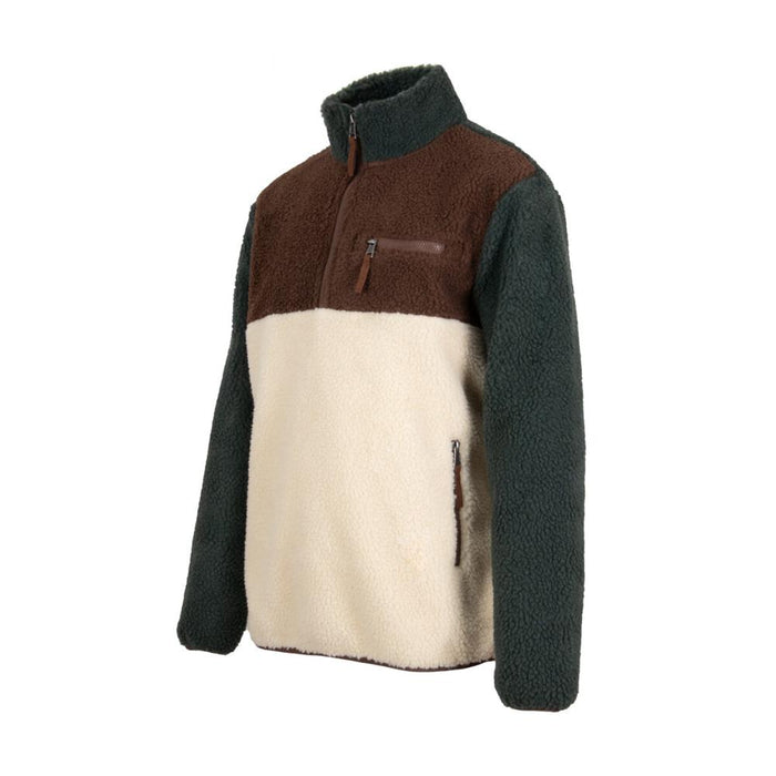 Sherpa Men Half Zip Green Brown Beige