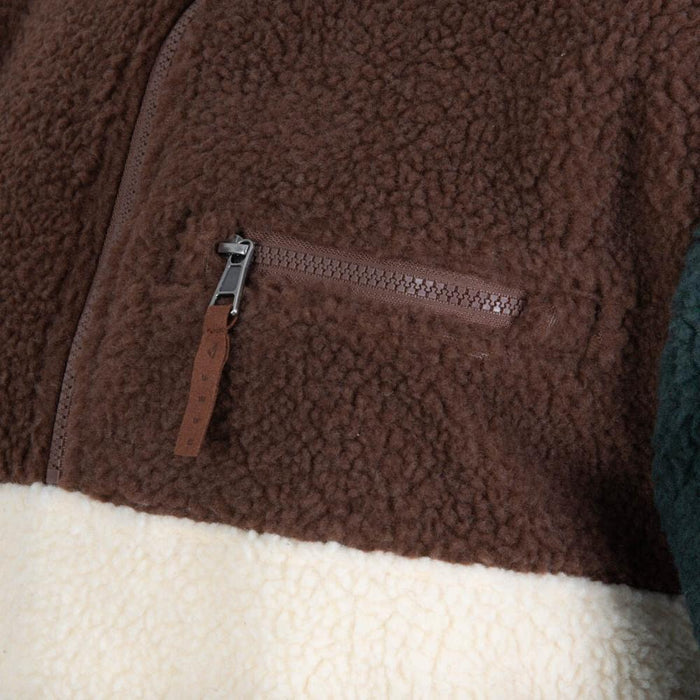 Sherpa Men Half Zip Green Brown Beige