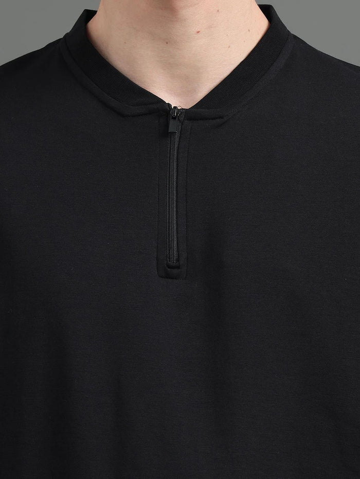 Silisoul Black Regular Fit Pure Cotton Short Sleeves T-Shirt