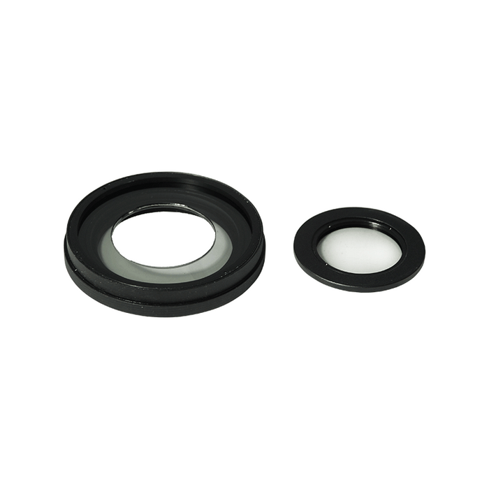 Simple Rotating Polarizer & Analyzer Kit for LED Microscope Ring Light Guide, Polarizer 59mm, Analyzer 51mm, SKU ML02994011, three quarter front view