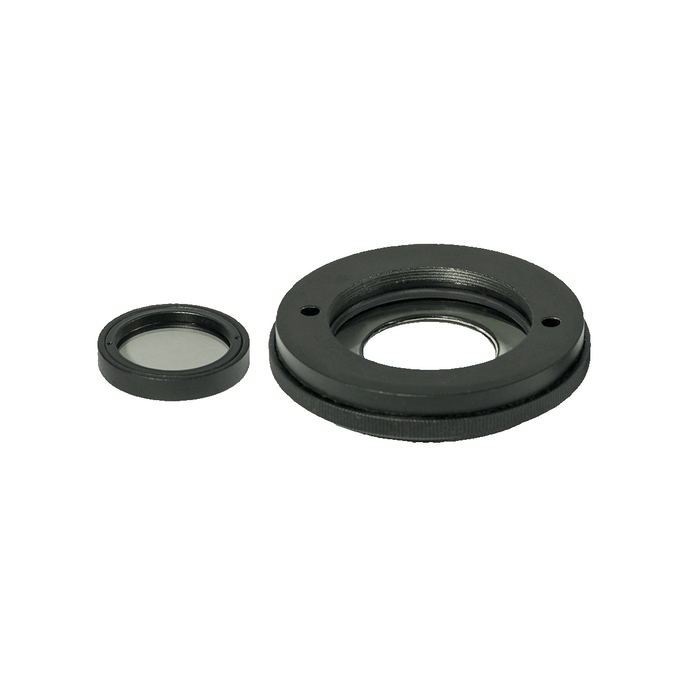 Simple Rotating Polarizer & Analyzer Kit for LED Microscope Ring Light Guide, Polarizer 43.5mm, Analyzer 28mm, SKU ML02994021, three quarter front view