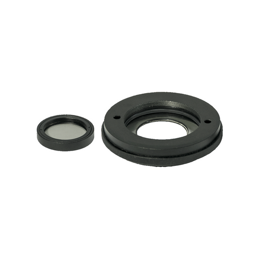 Simple Rotating Polarizer & Analyzer Kit for LED Microscope Ring Light Guide, Polarizer 43.5mm, Analyzer 28mm, SKU ML02994021, three quarter front view