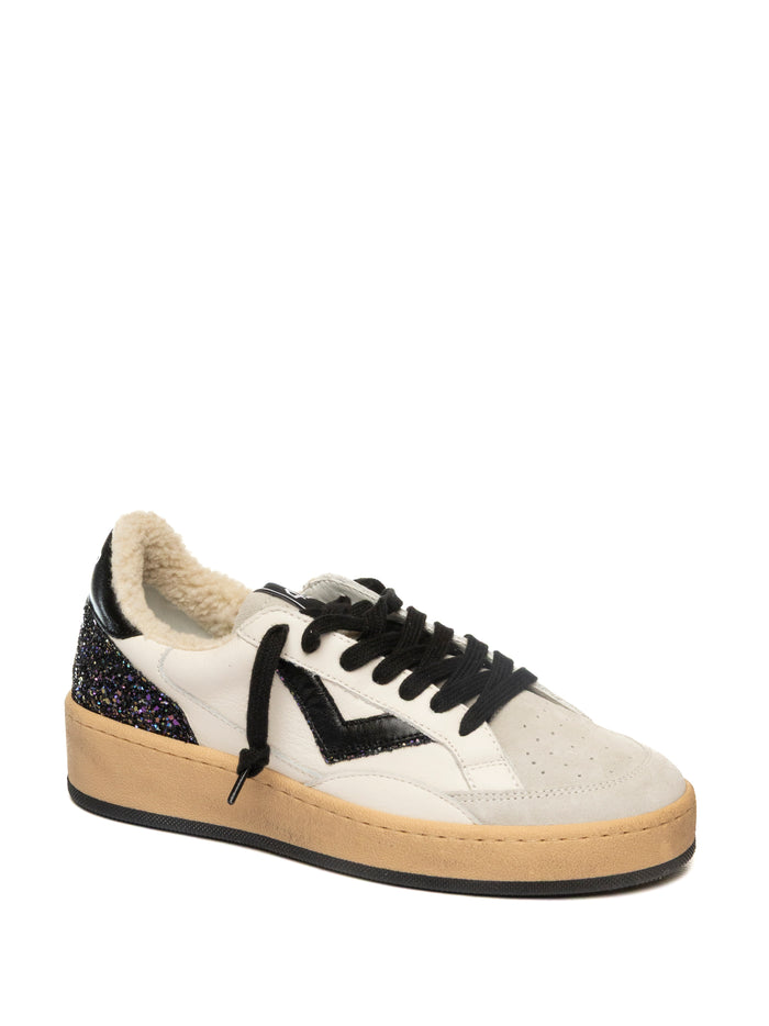4B12 Sneaker play new glitter  bianco/nero PLAYNEW D PELLE/GLITT-226