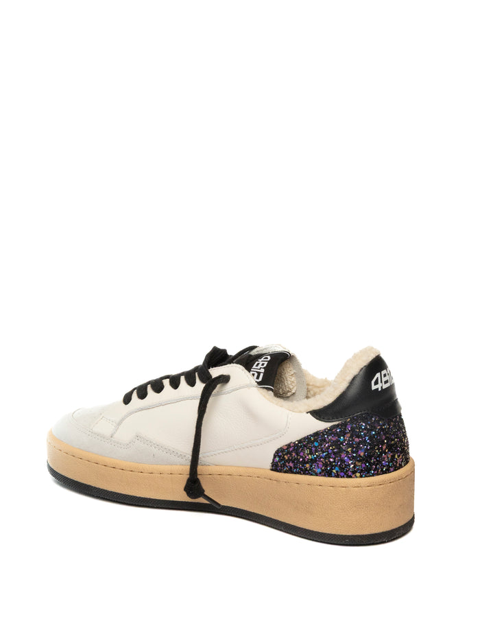 4B12 Sneaker play new glitter  bianco/nero PLAYNEW D PELLE/GLITT-226