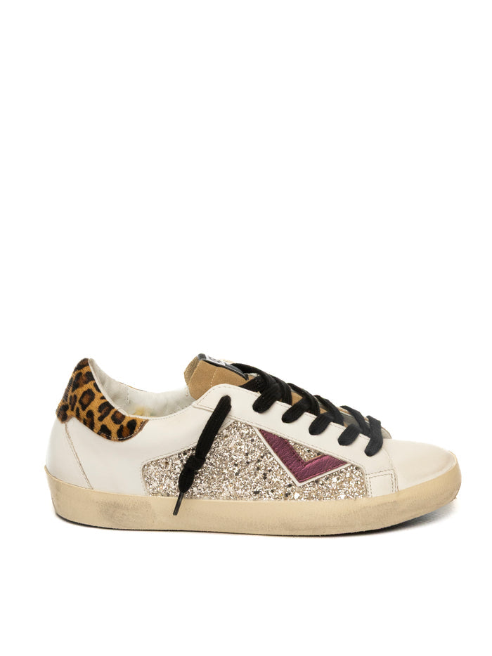 4B12 Sneaker suprime glitter bianco/oro SUPRIME D PELLE/GLITT-329