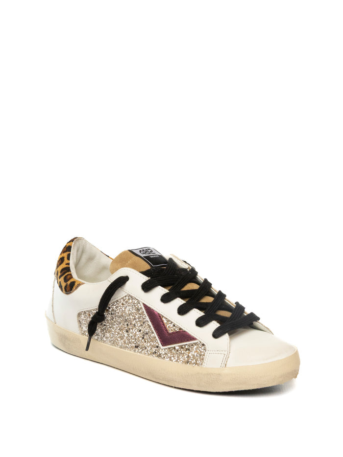 4B12 Sneaker suprime glitter bianco/oro SUPRIME D PELLE/GLITT-329