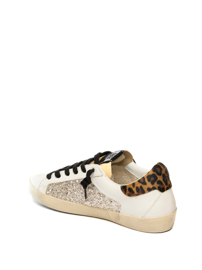 4B12 Sneaker suprime glitter bianco/oro SUPRIME D PELLE/GLITT-329