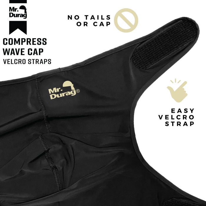 Spandex Velcro Compress Wave Cap [Black] #4311