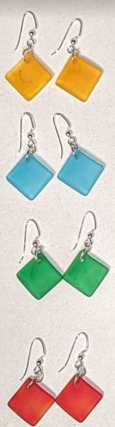 Square Seaglass Earring