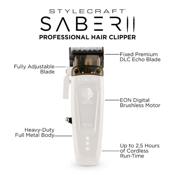 StyleCraft Saber II Clipper White  (SC619W)