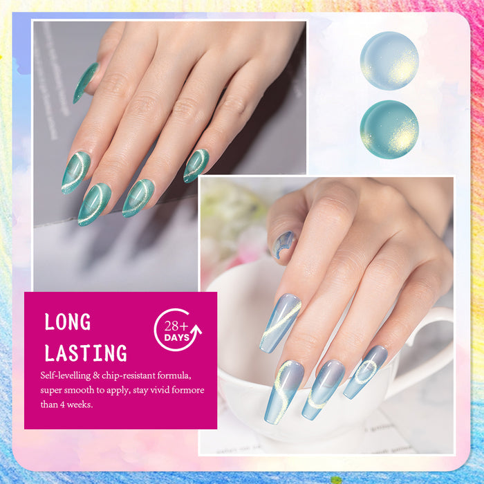 Summer Candy Gold Cat Eye Gel Polish Set - 6 Jelly Colors Summer Collection 7.5ml - TPO & HEMA Free