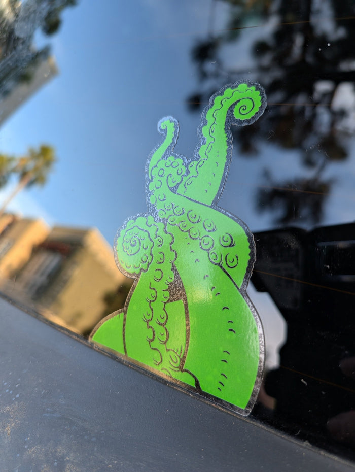 TENTACLE AND ORNATE PANTHER CLEAR VINYL STICKER 4 PACK