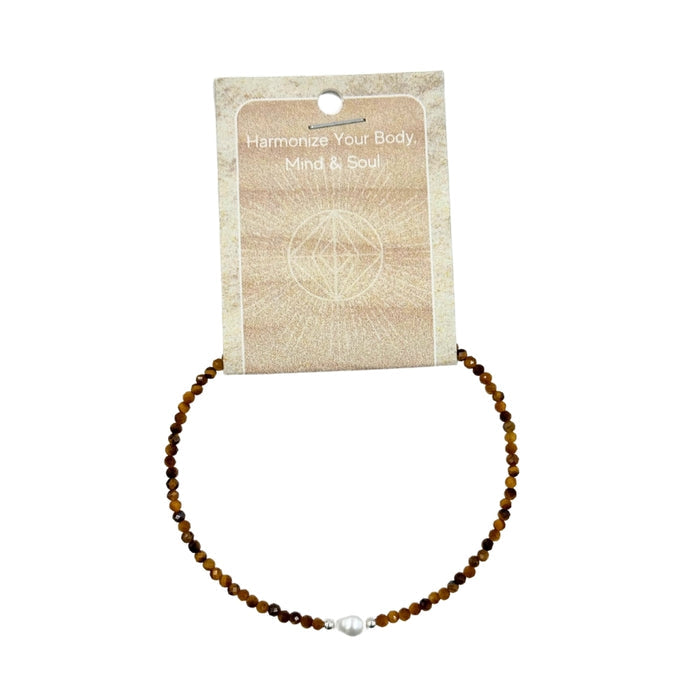 Tiger's Eye Faceted Stone & Pearl Collection Bracelet