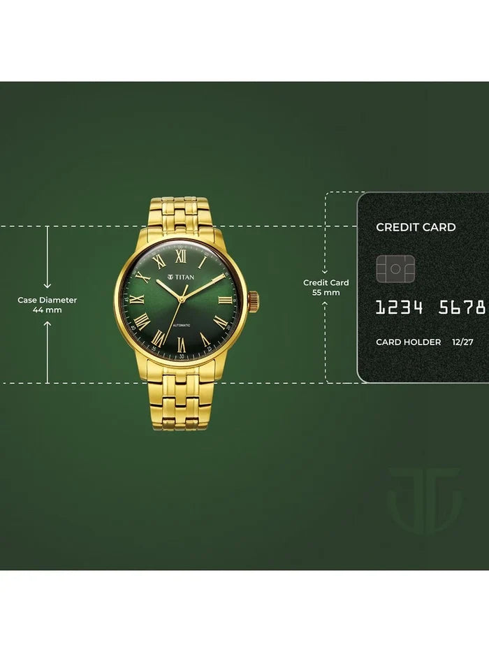 Titan Aurelian Concealed Automatic Analog Green Dial Watch - 90110YM02