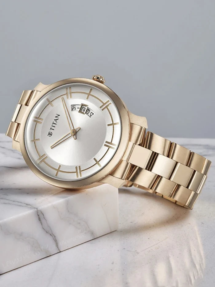 Titan Classic Distincta Quartz Analog With Silver Dial Watch - NT90170WM01