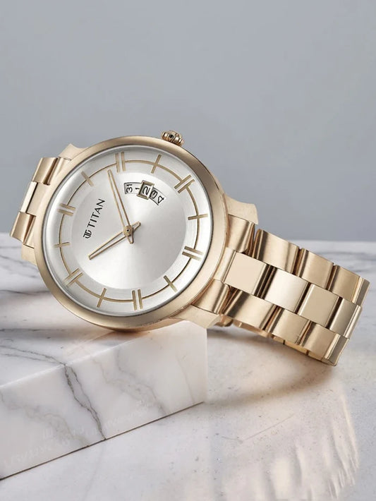 Titan Classic Distincta Quartz Analog With Silver Dial Watch - NT90170WM01