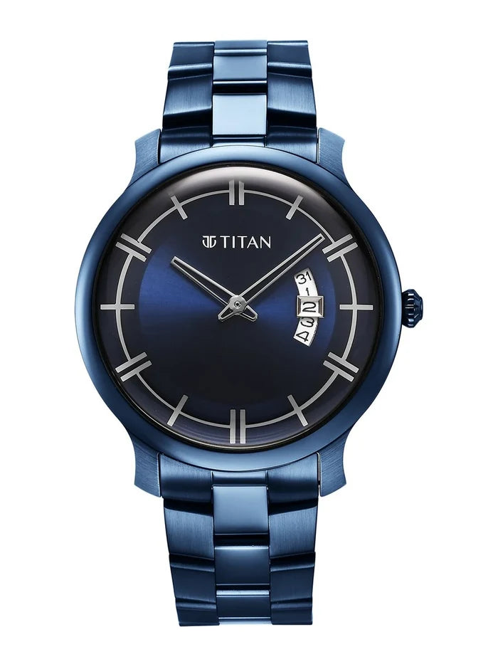 Titan Classic Quartz Analog With Blue Dial Watch - NT90170QM01