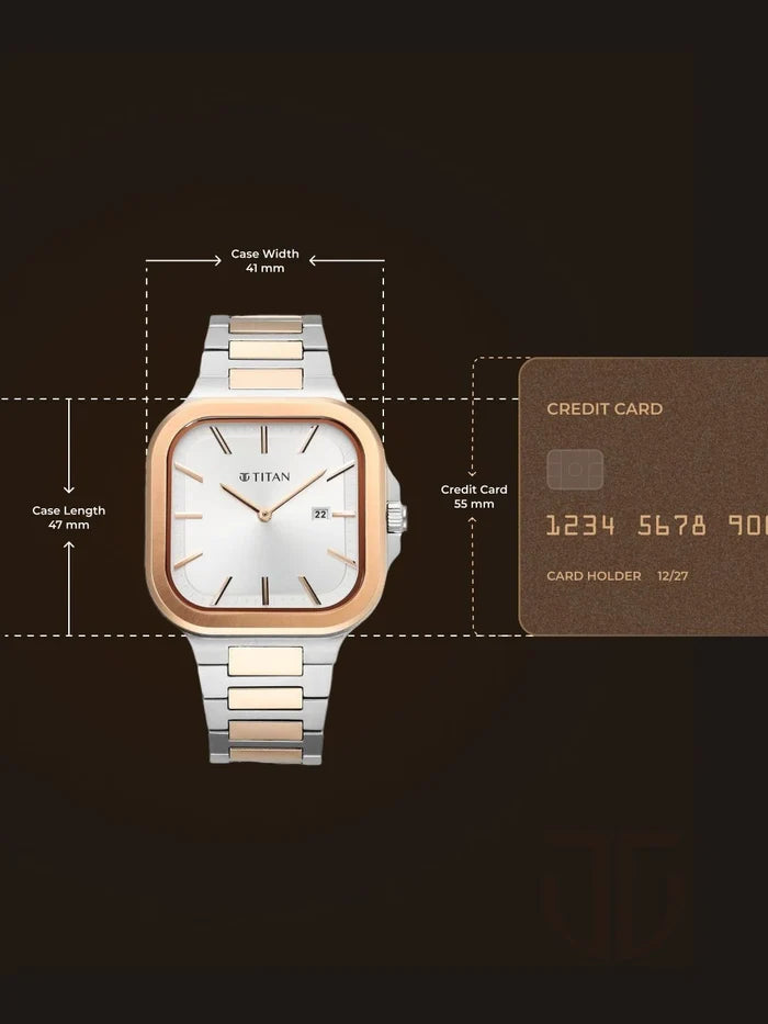 Titan Classique Slim Square Quartz Analog With Silver Dial Watch - NT90176KM01