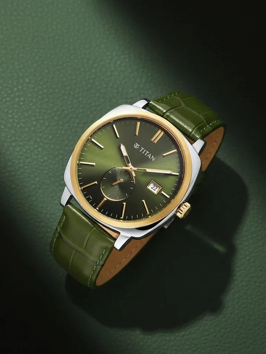 Titan Classique Suave 2.0 Analog Green Dial Watch - 90189BL01