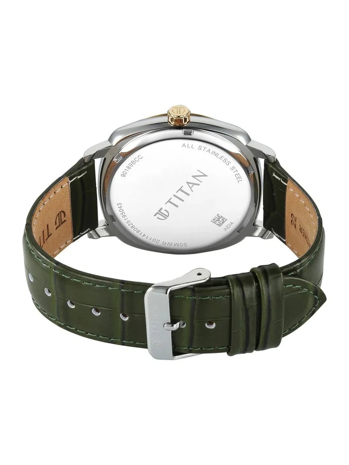 Titan Classique Suave 2.0 Analog Green Dial Watch - 90189BL01