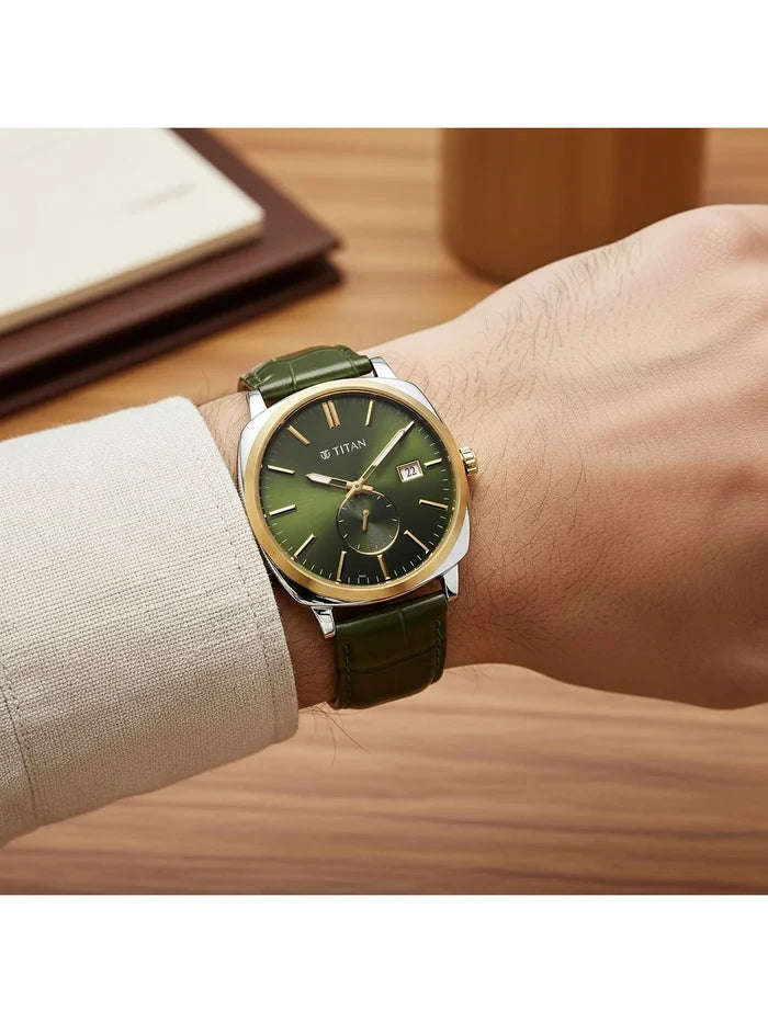 Titan Classique Suave 2.0 Analog Green Dial Watch - 90189BL01