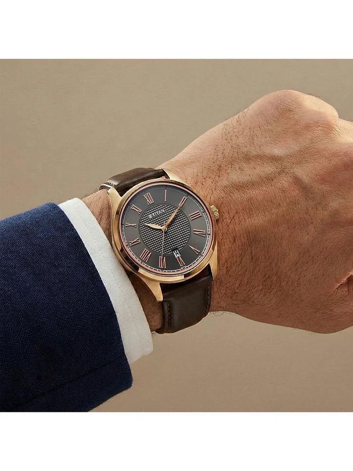 Titan Dial & Leather Strap Analogue Date Aperture Watch - 10063WL01