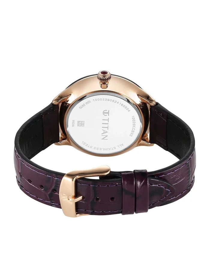 Titan Dial & Leather Strap Analogue Watch - 10028KL01