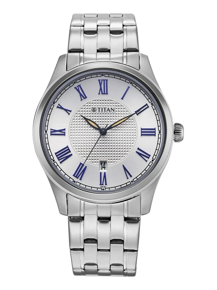 Titan Dial & Stainless Steel Bracelet Style Strap Analogue Watch - 10063SM01