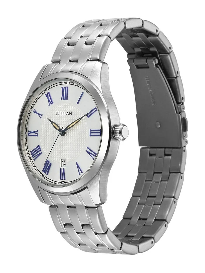 Titan Dial & Stainless Steel Bracelet Style Strap Analogue Watch - 10063SM01
