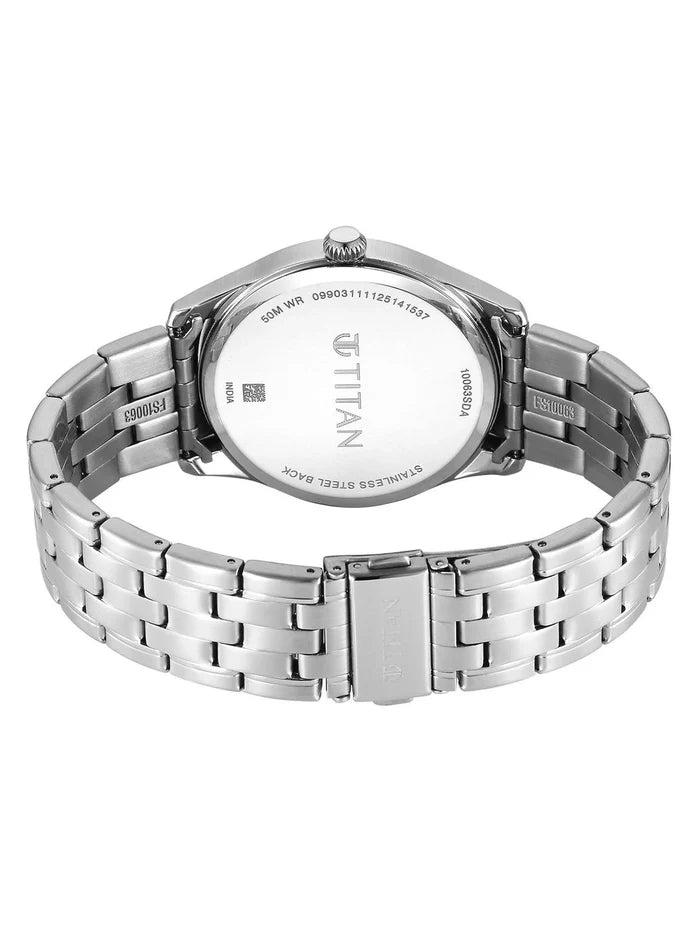 Titan Dial & Stainless Steel Bracelet Style Strap Analogue Watch - 10063SM01
