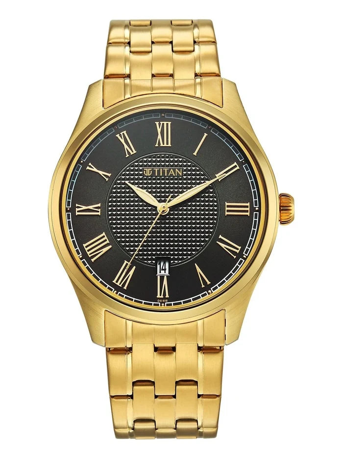 Titan Dial & Stainless Steel Bracelet Style Strap Analogue Watch - 10063YM01