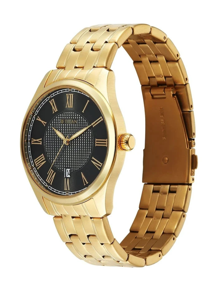 Titan Dial & Stainless Steel Bracelet Style Strap Analogue Watch - 10063YM01