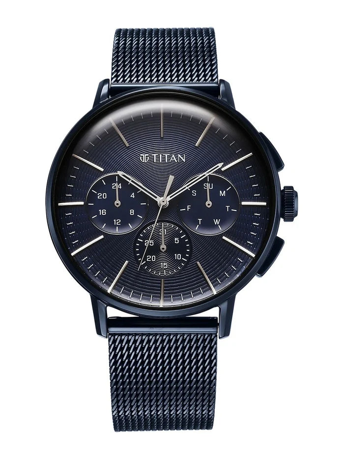 Titan Dial & Stainless Steel Bracelet Style Strap Analogue Watch - 90200QM01