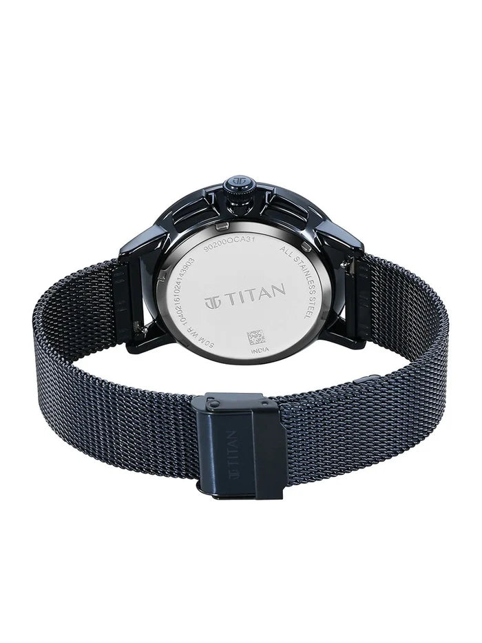 Titan Dial & Stainless Steel Bracelet Style Strap Analogue Watch - 90200QM01