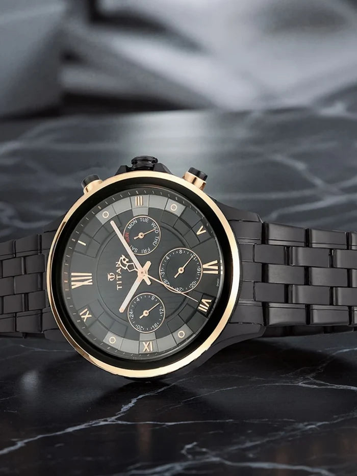 Titan Grandmaster Multifunction Analog With Anthracite Dial Watch - NT1787KM02