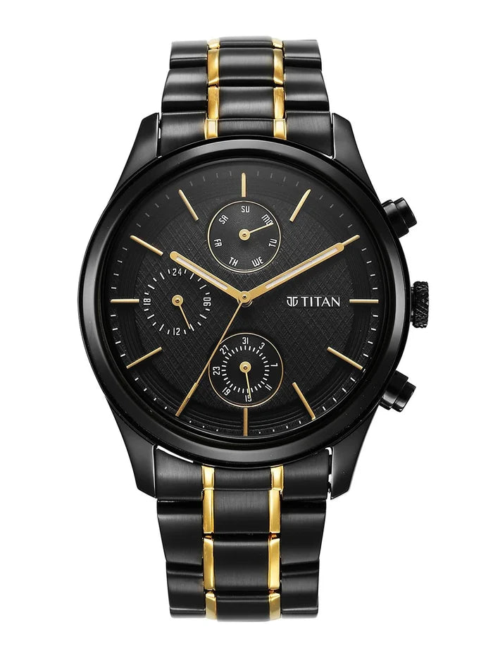 Titan Multifunction Analog With Black Dial Watch - NT1805KM06