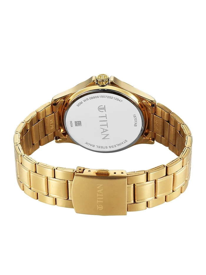 Titan Neo Arabic Quartz Brass Dial & Stainless Steel Strap Analogue Watch - 1870YM01