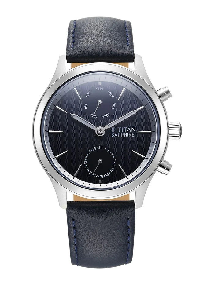Titan Sapphire Multifunction Analog With Blue Dial Watch - NT1874SL02