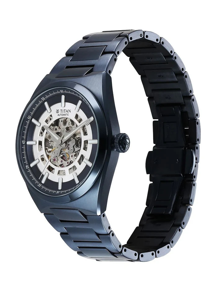 Titan Skeleton Bracelet Style Strap Analogue Automatic Motion Powered Watch - 90221QM03