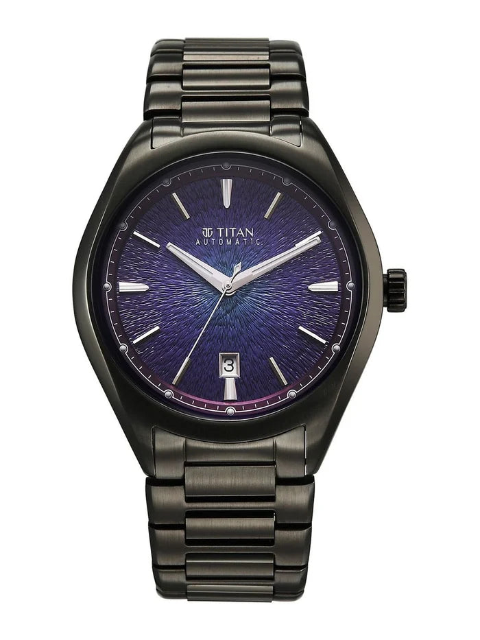 Titan Stellar Automatic Violet Round Dial Watch - 10051QM01