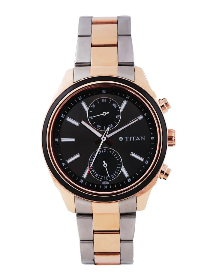 Titan Workwear Metropolitan Luxe Multifunction Analog Black Dial Watch - NT1733KM03