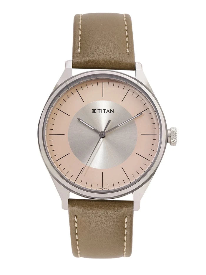 Titan Workwear Urban Edge Quartz Analog Silver & Peach Dial Watch - NP1802SL09