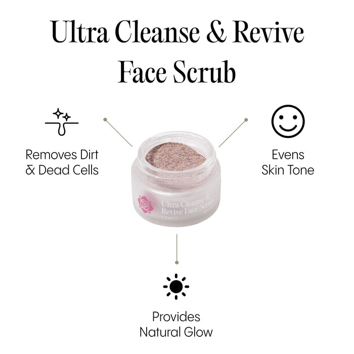 Frøya Organics Ultra Cleanse & Revive Face Scrub open jar revealing concentrated organic face scrub texture