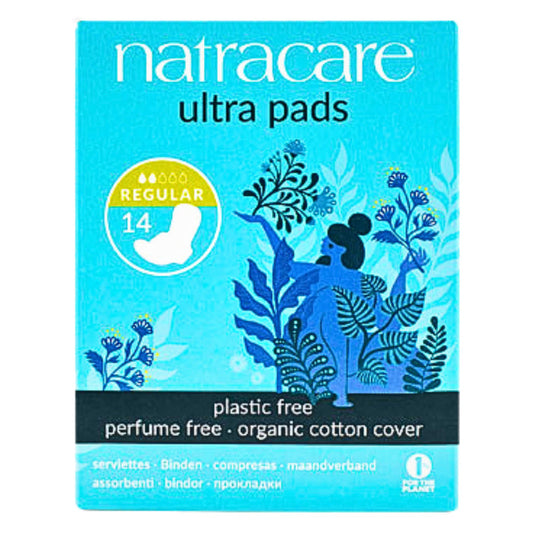 Package of Natracare Ultra Pads w/Wings Regular 14 Pack