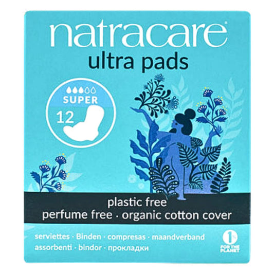 Package of Natracare Ultra Pads w/Wings Super 12 Pack