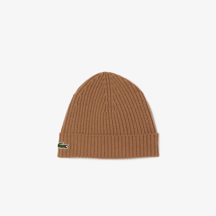 Unisex Ribbed Wool Beanie Brown