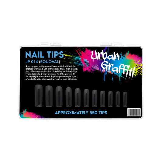 Urban Graffiti JP-014 Squoval Nail Tips - Transparent - 550   Naio Nails